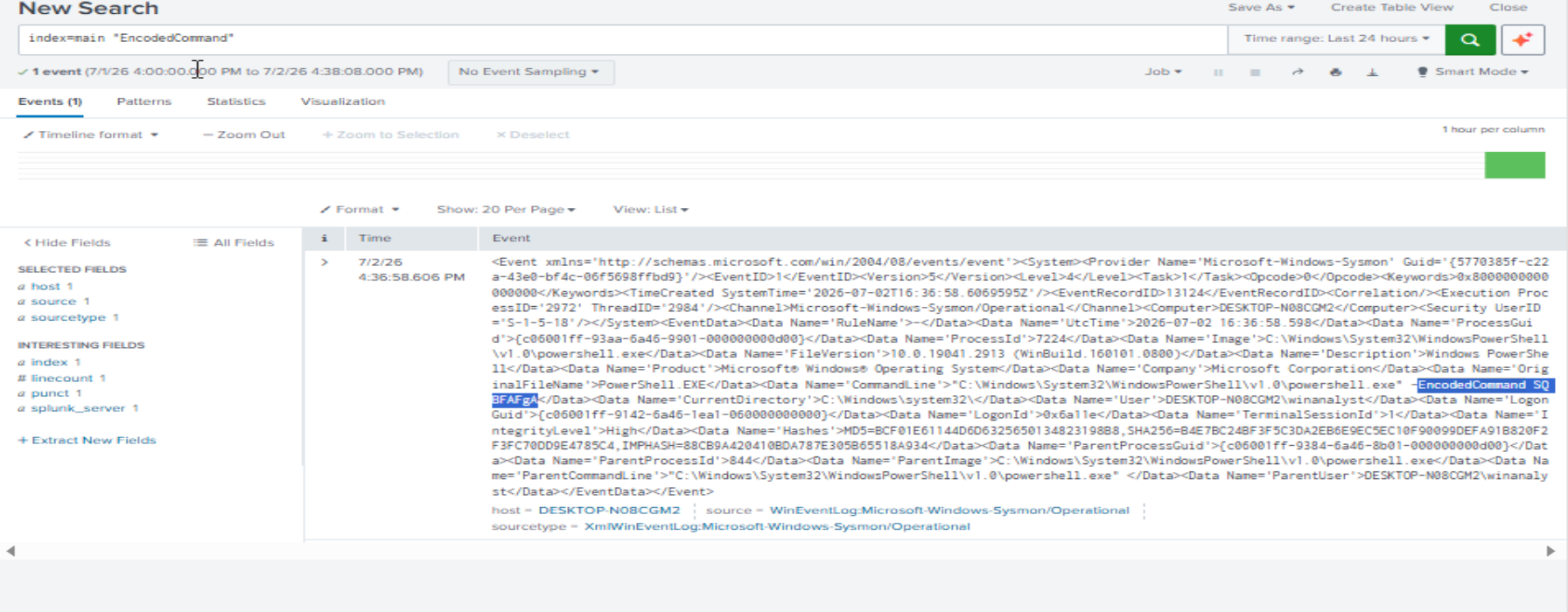 EndcodeCommand Splunk