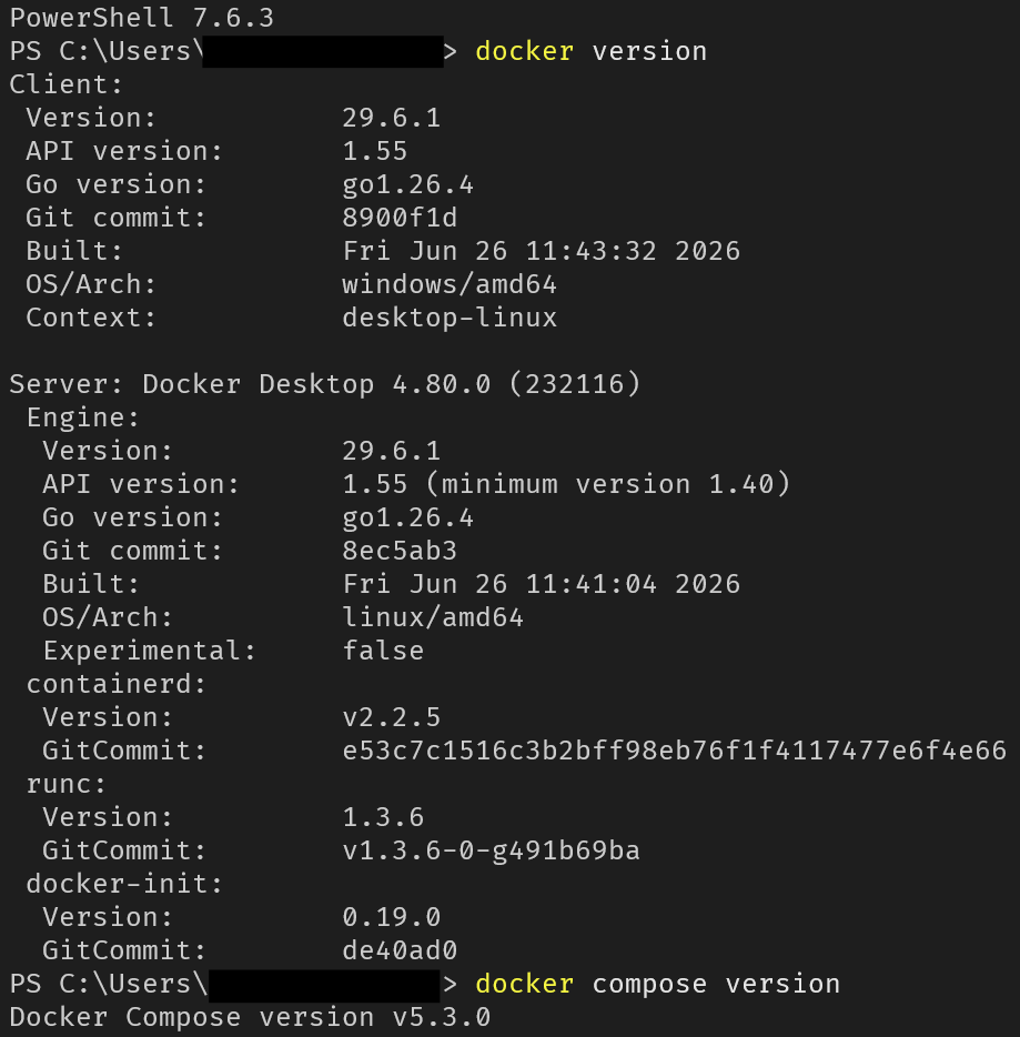 Docker 和 Compose 版本