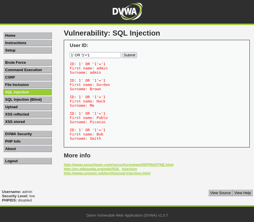 SQL Injection 攻击OR