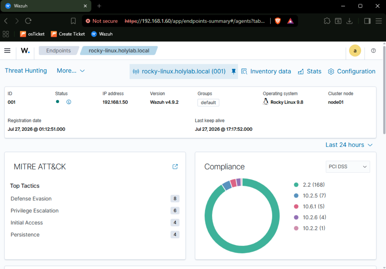 Rocky Linux MITRE ATT&CK and compliance view