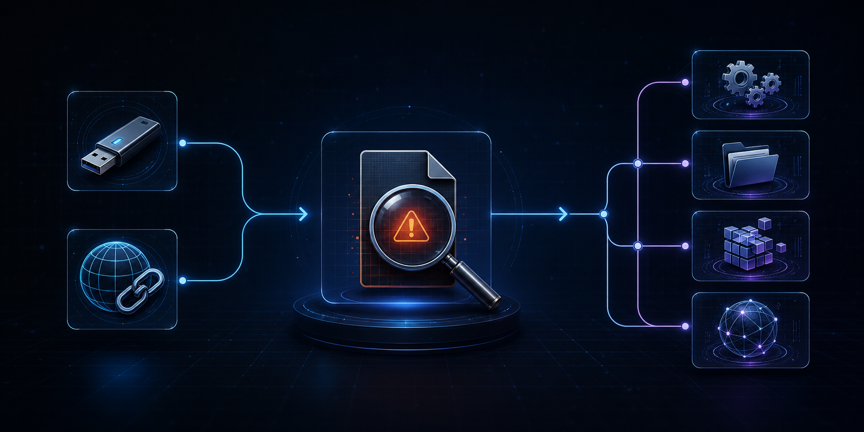 NodeTrace IR — цепочка источник, файл и воздействие