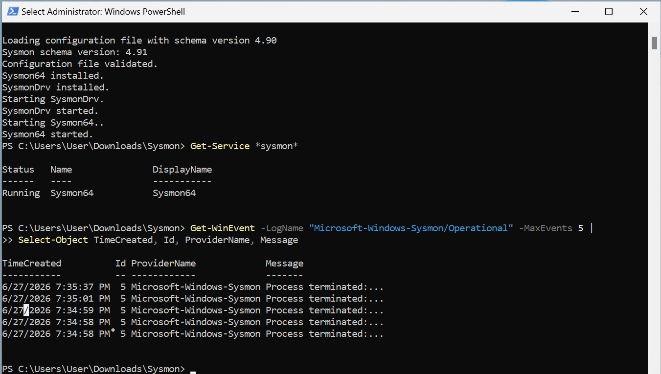 Sysmon 运行中