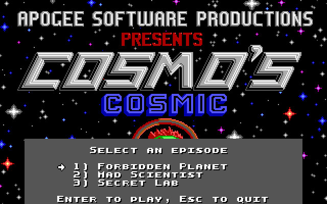 Episode selection launcher drawn in the game's own font