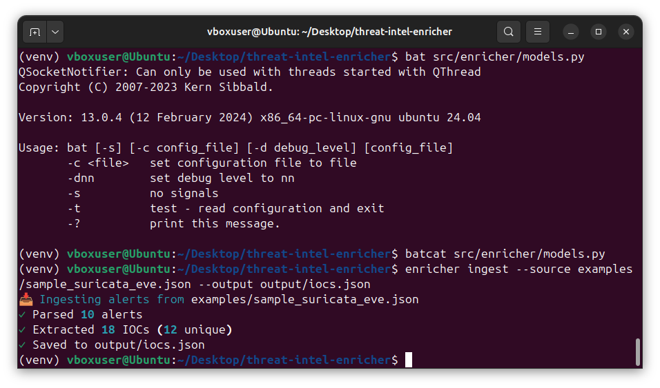 CLI ingesting Suricata EVE JSON and extracting IOCs