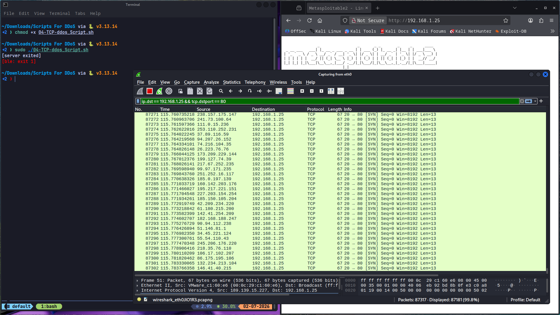 TCP Flood Simulated DDoS