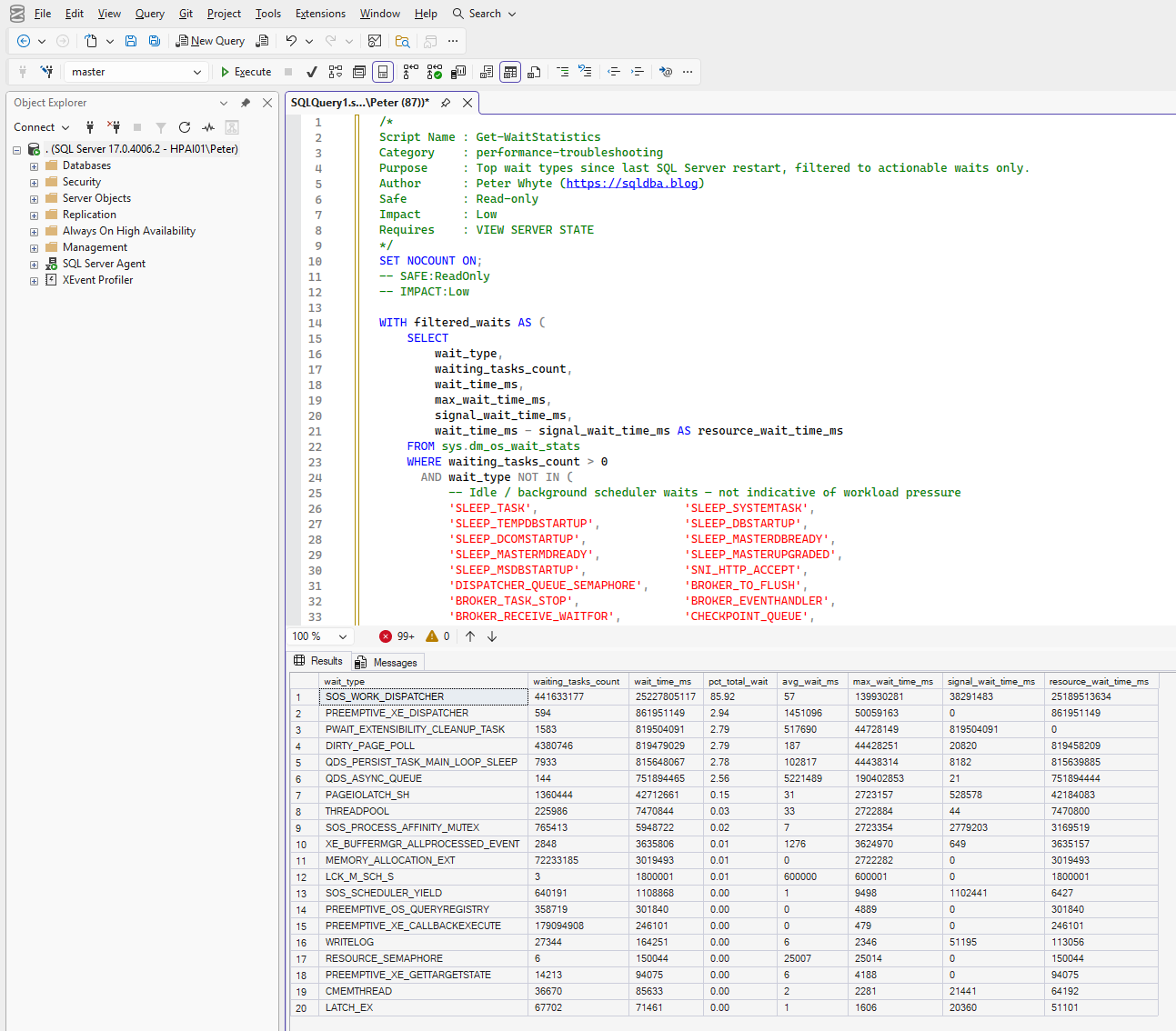 SQL script in SSMS
