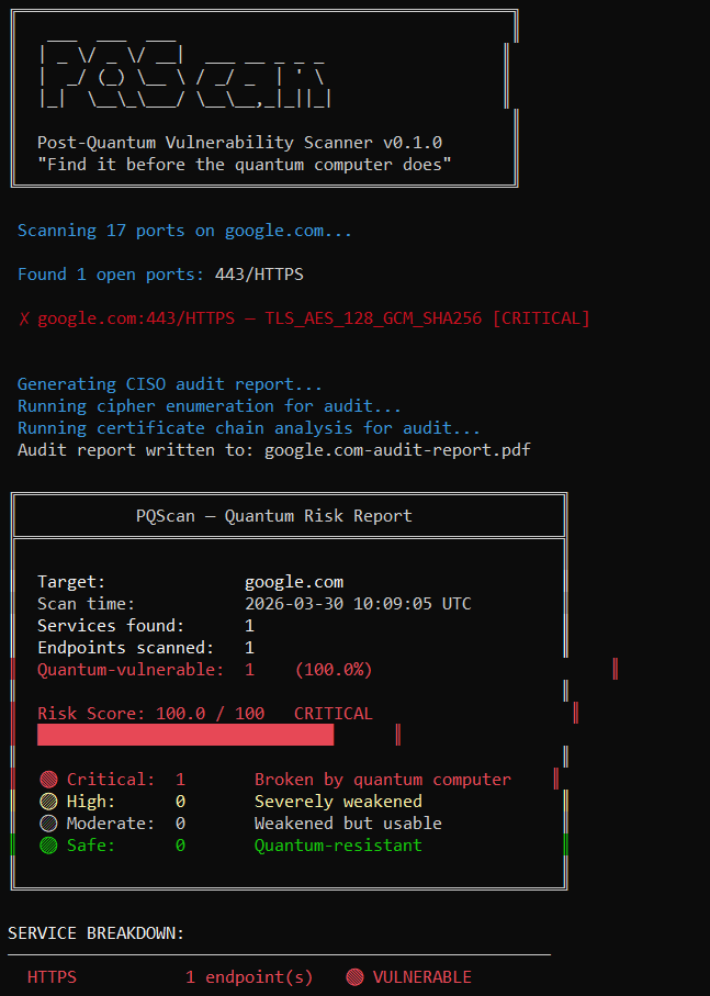 PQScan Terminal Output