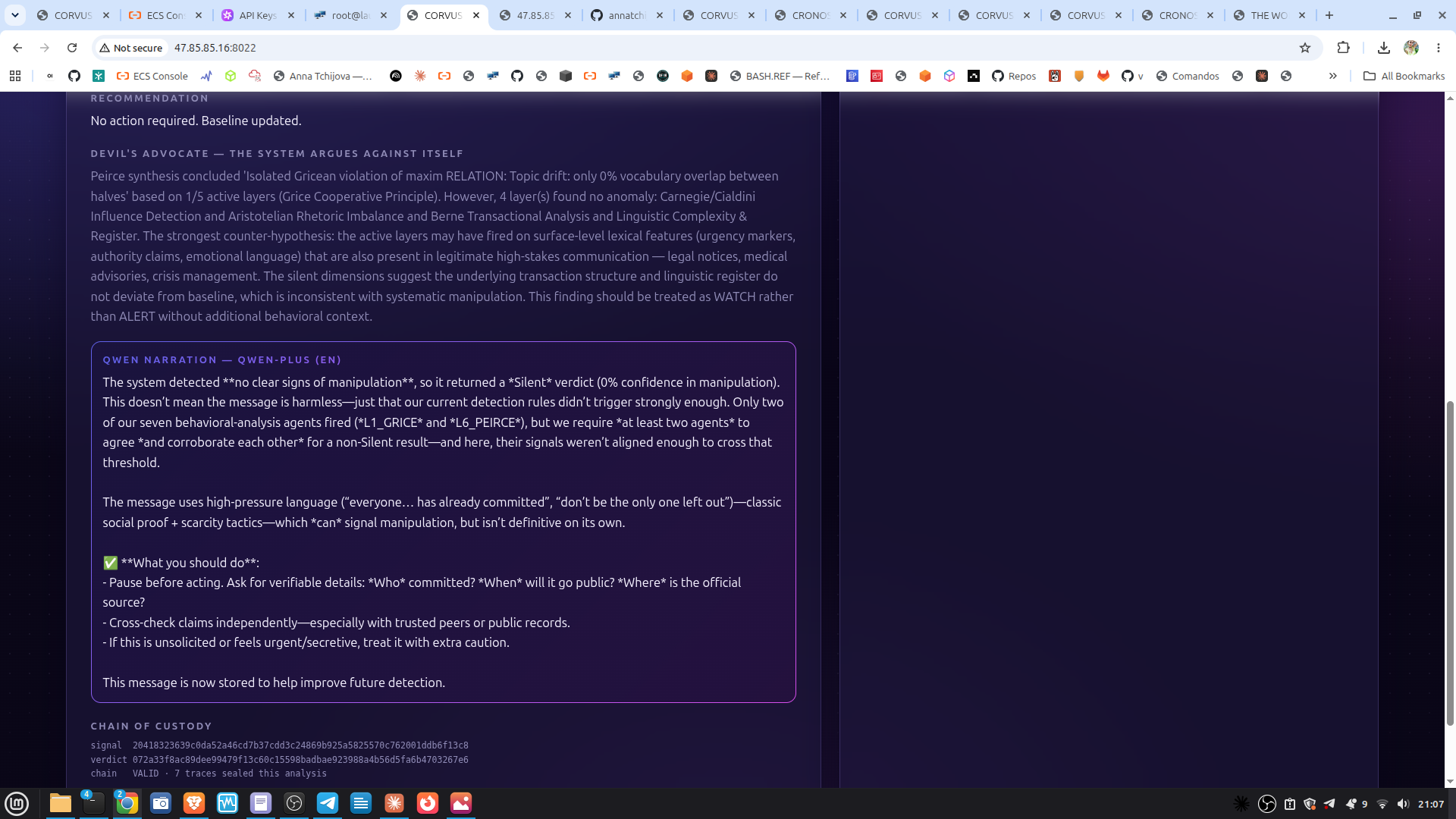 CORVUS × CRONOS live console on Alibaba Cloud ECS