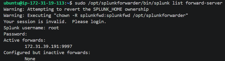 Splunk Universal Forwarder Status