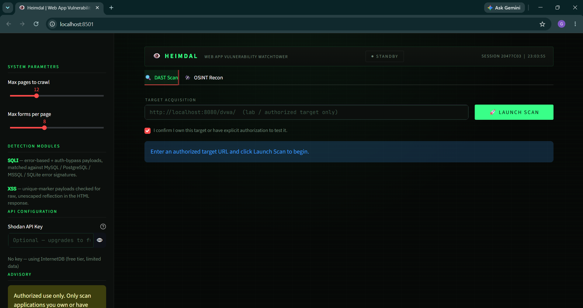 DAST Scan Tab