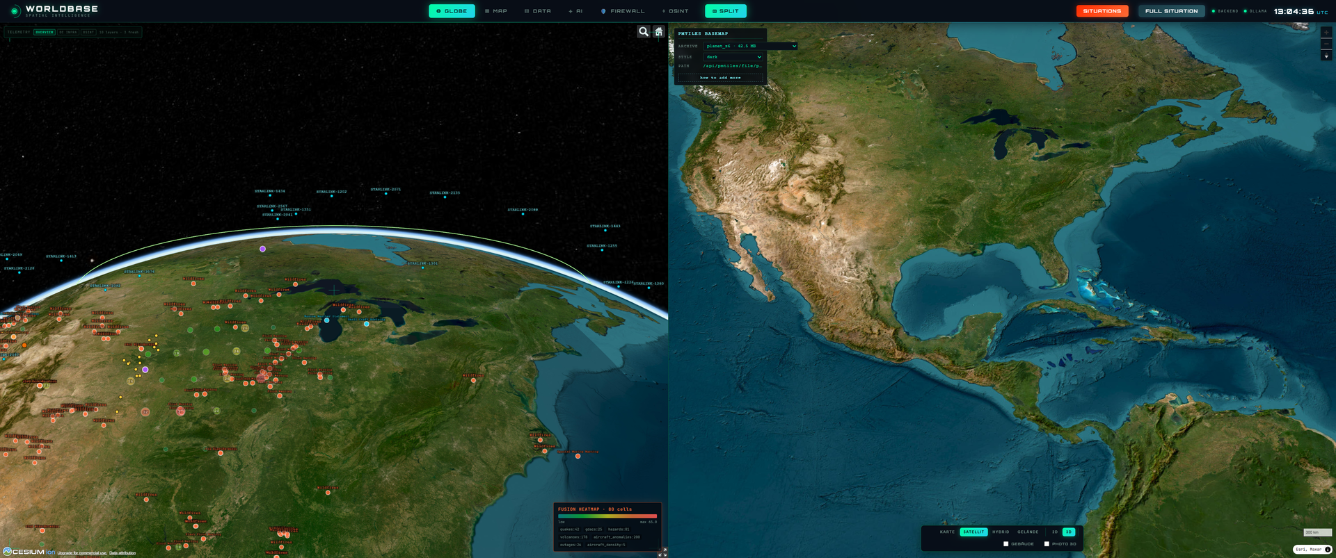 SPLIT — globe + map