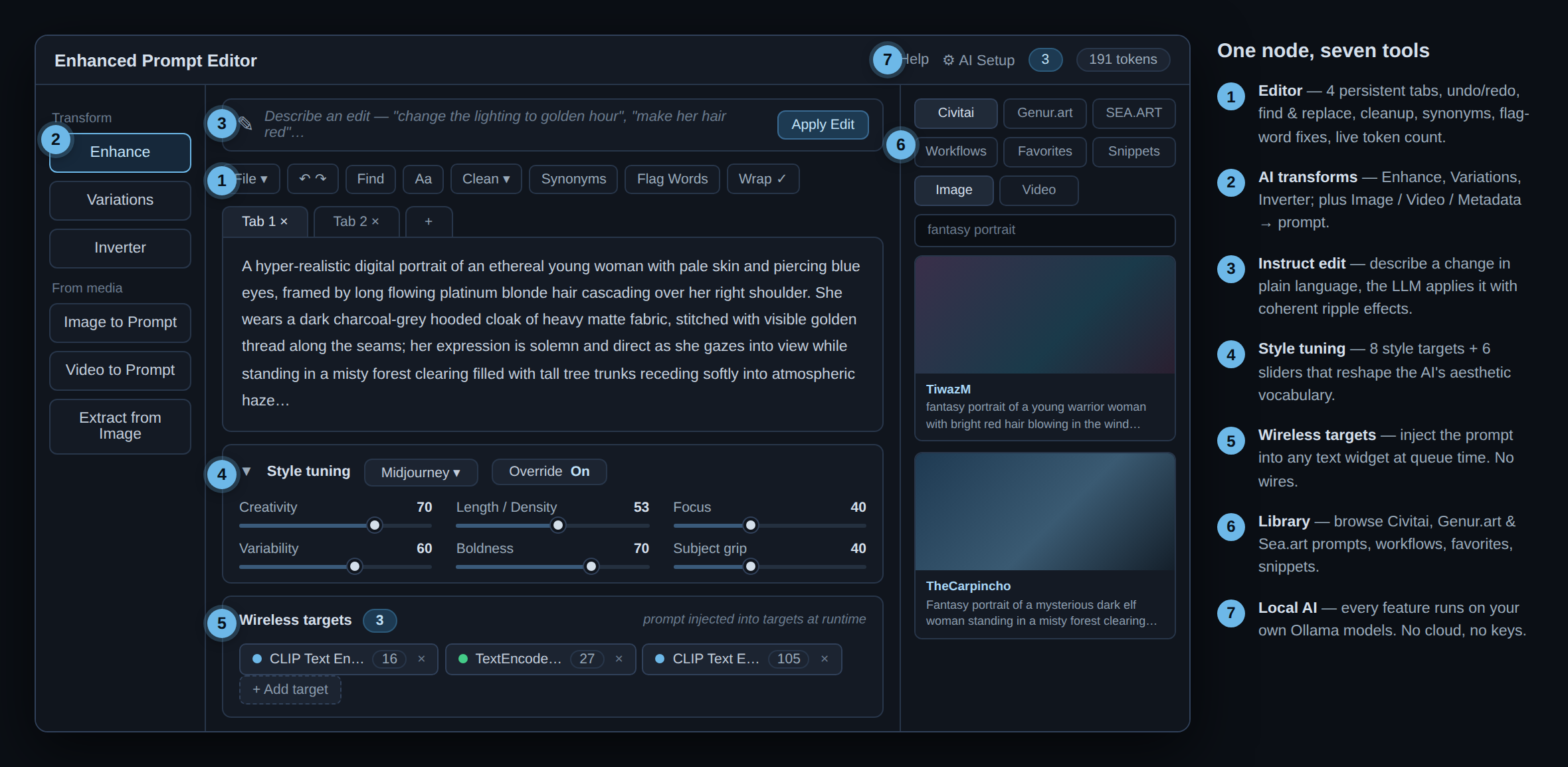 EPE feature map — one node, seven tools