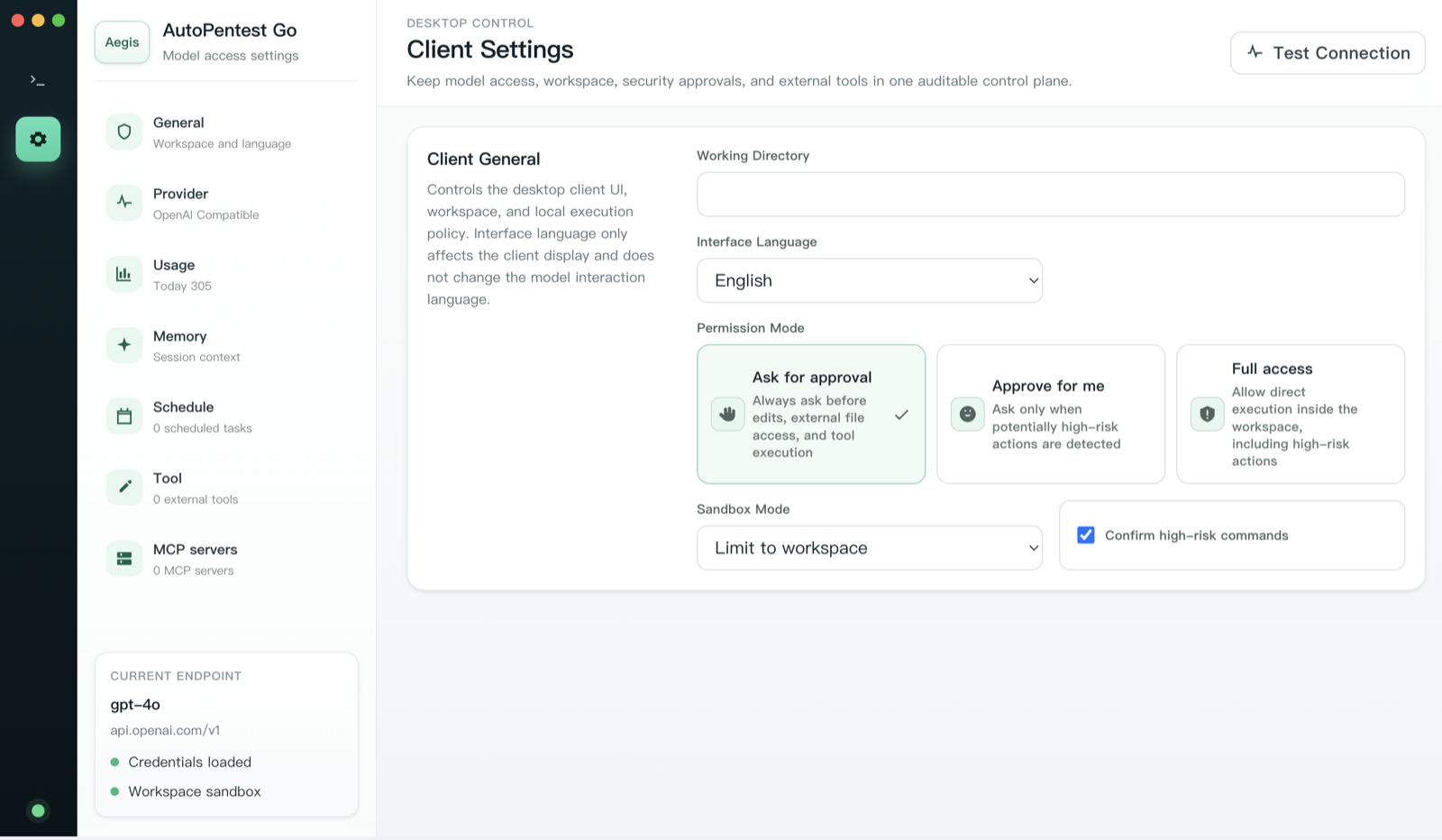 Permission and sandbox modes