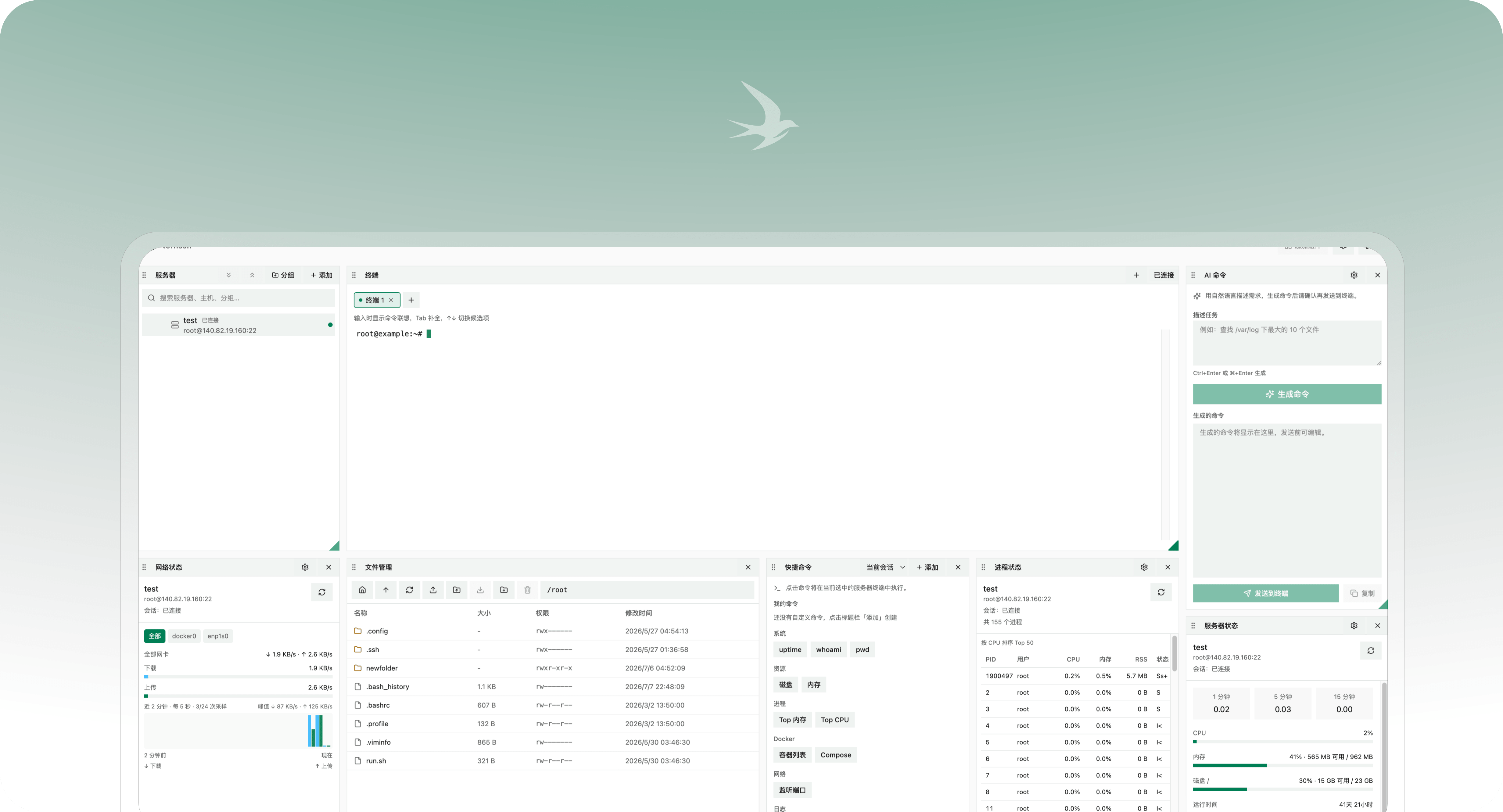 ternssh 仪表盘预览