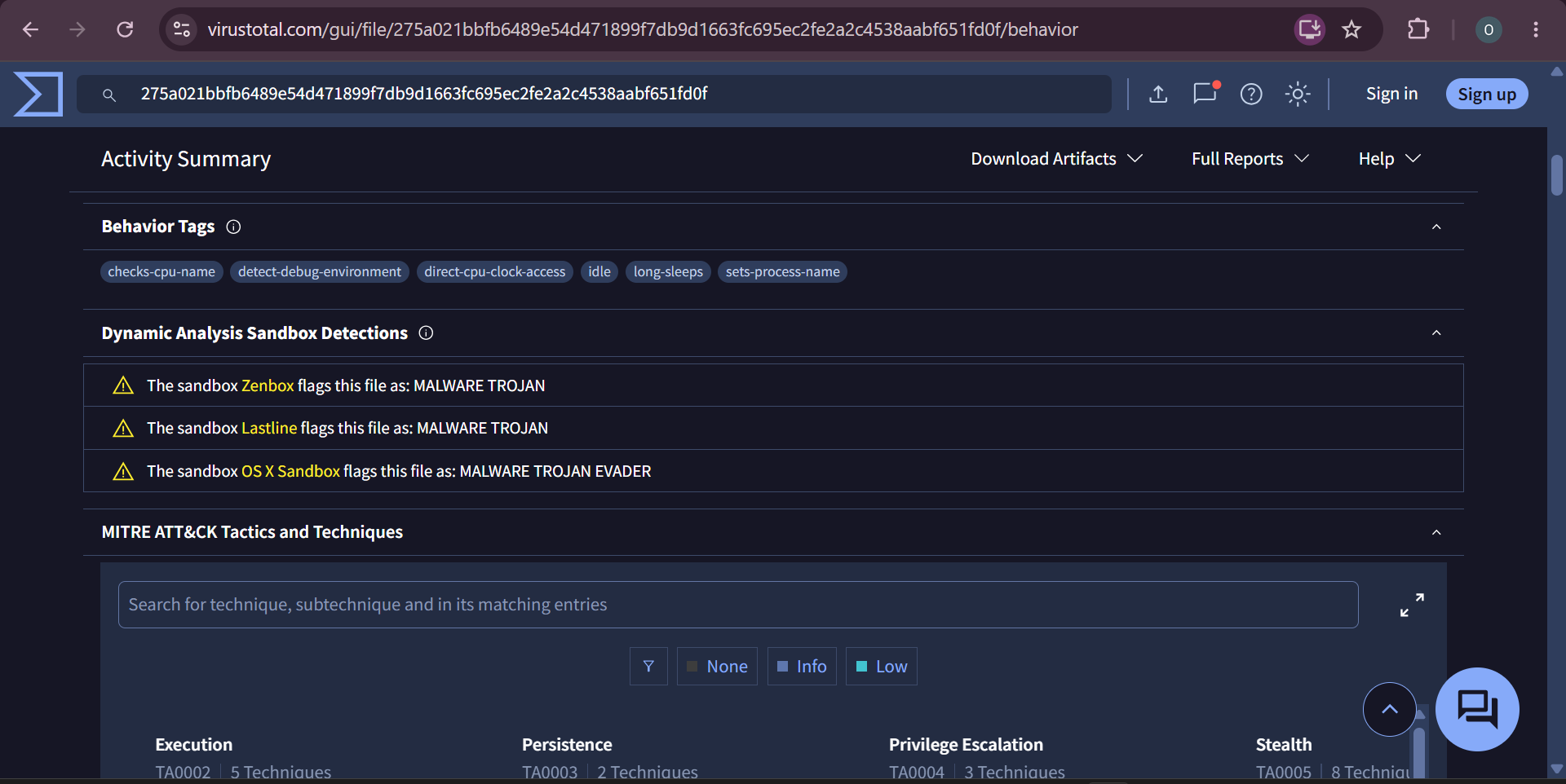 VirusTotal 行为分析