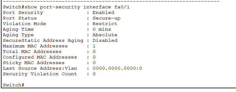 查看 Port Security 接口