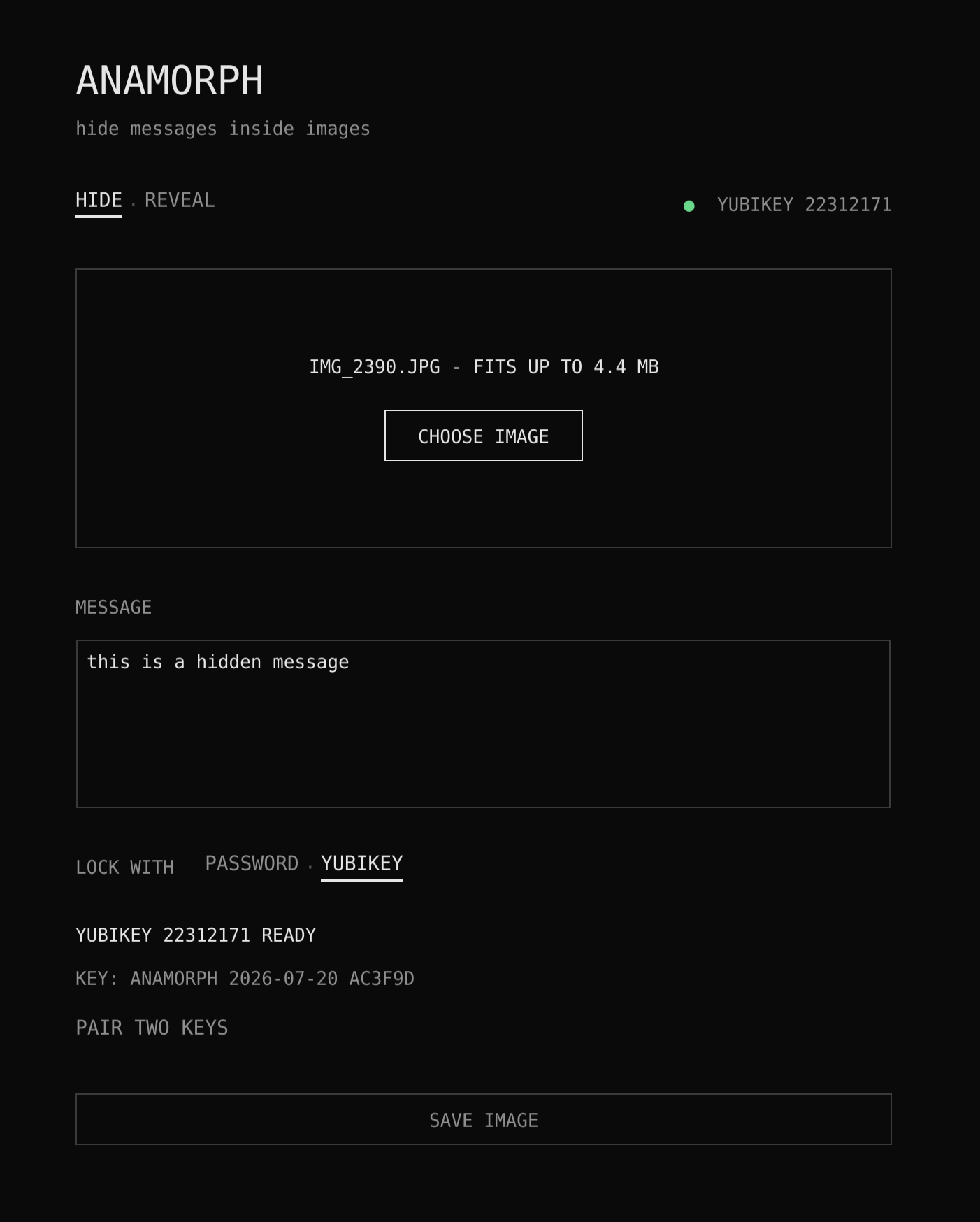 hide: lock a message to a yubikey