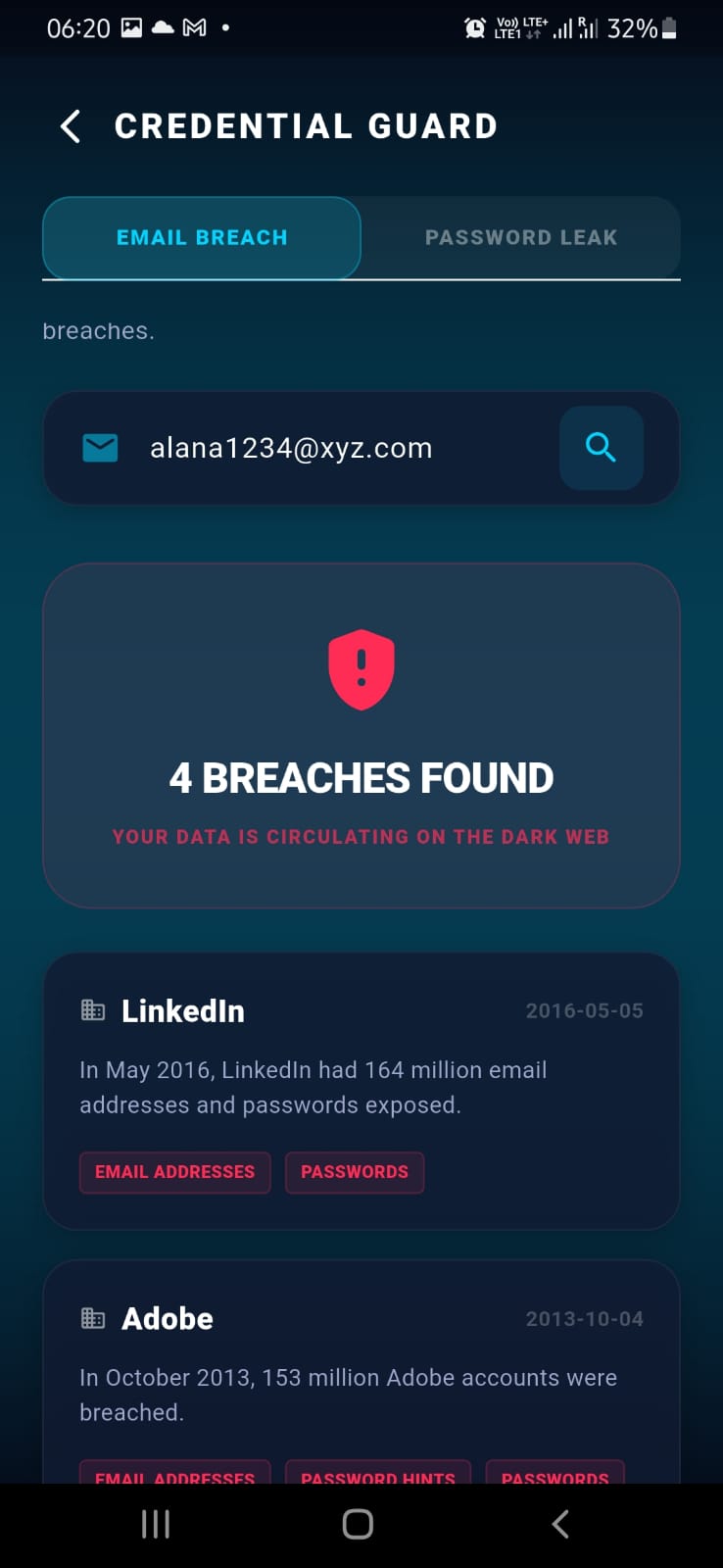 Credential Guard - Email Breach