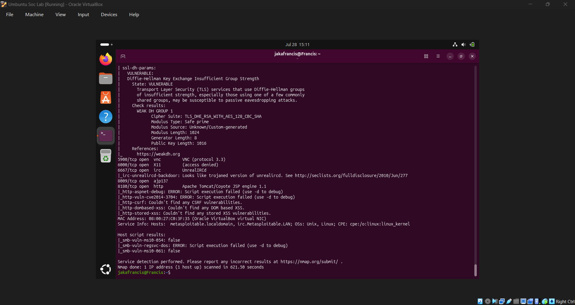 Nmap 漏洞扫描结果