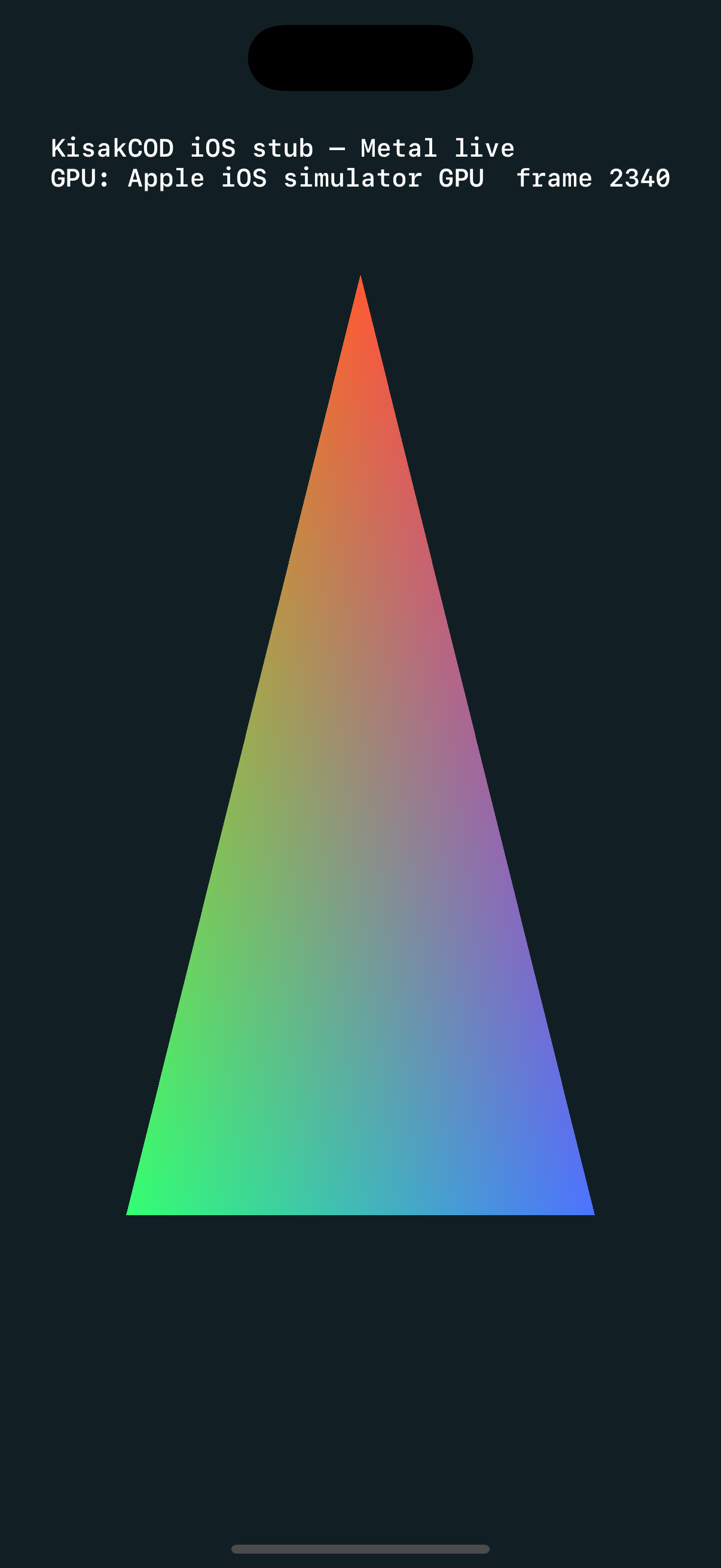Metal render loop live in the iOS Simulator