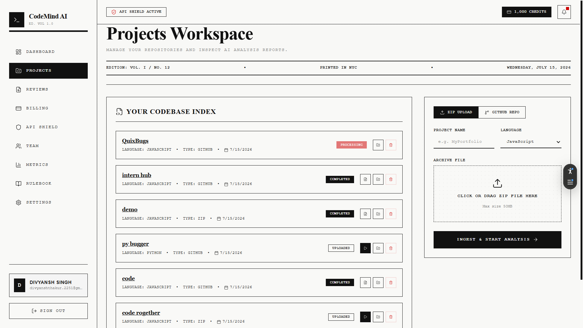 GitHub Import Screenshot