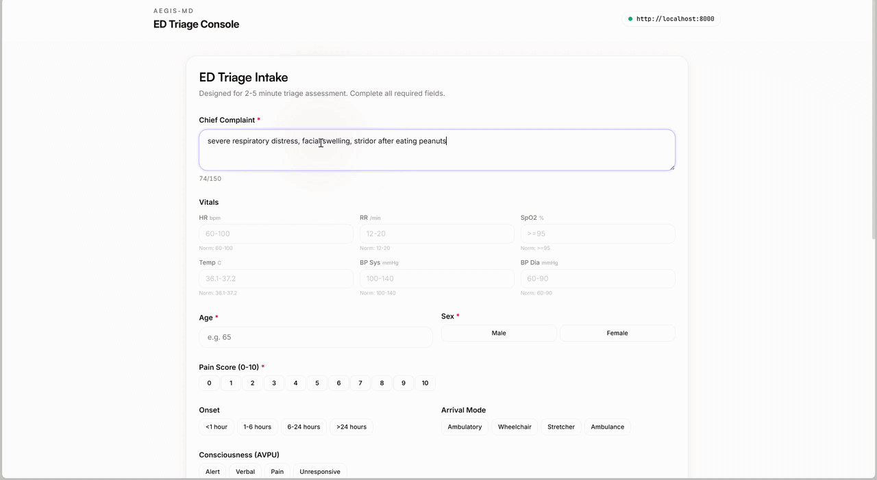 Aegis-MD Demo — ATS-1 cardiac arrest triage