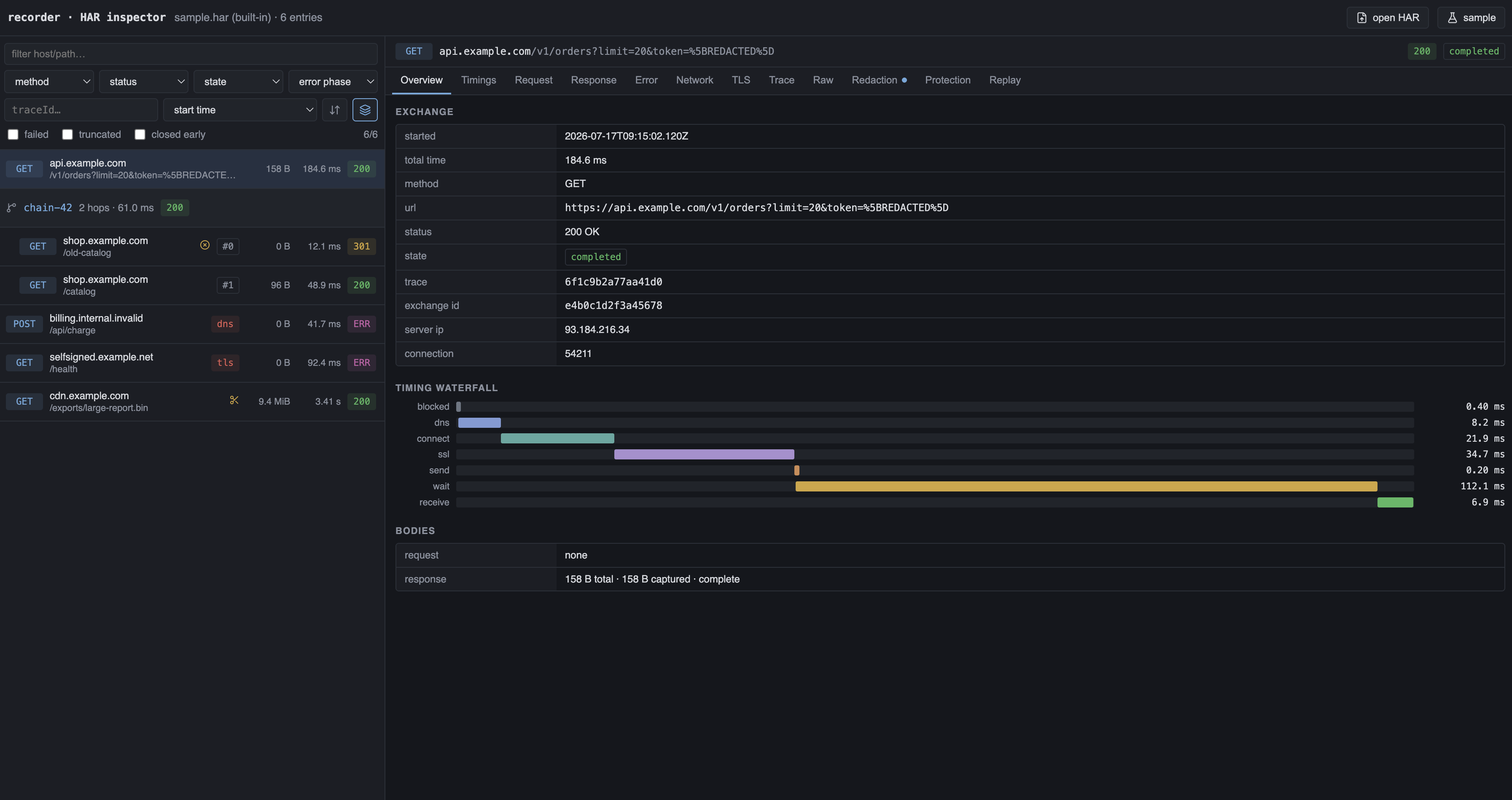 HAR Inspector screenshot