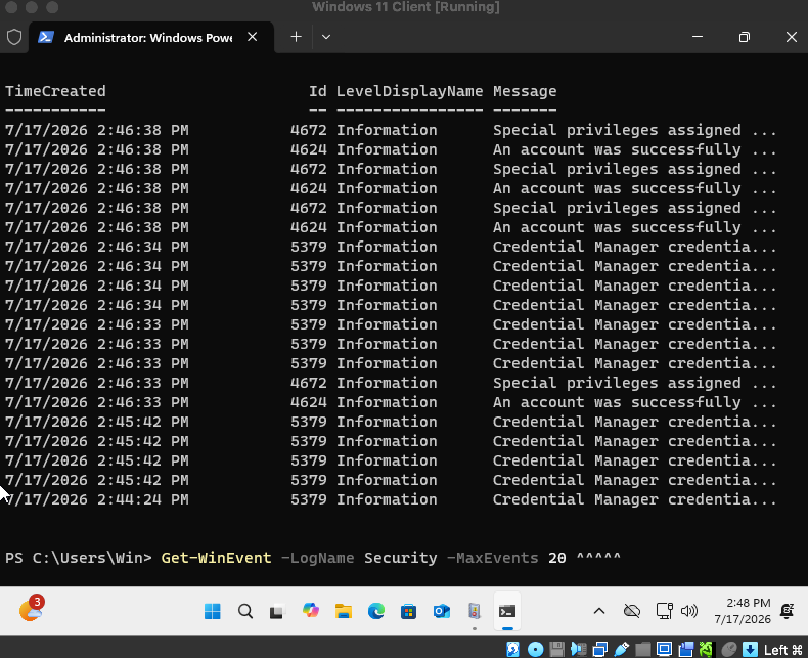 PowerShell 事件日志查询