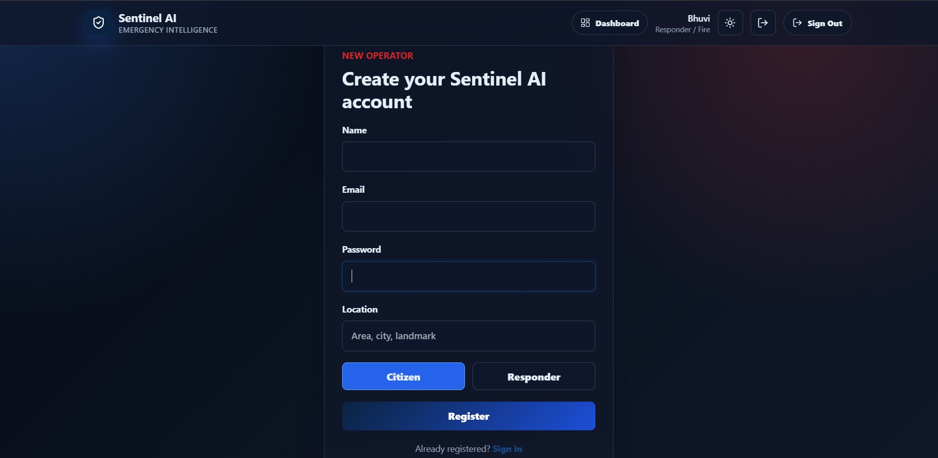 sign up