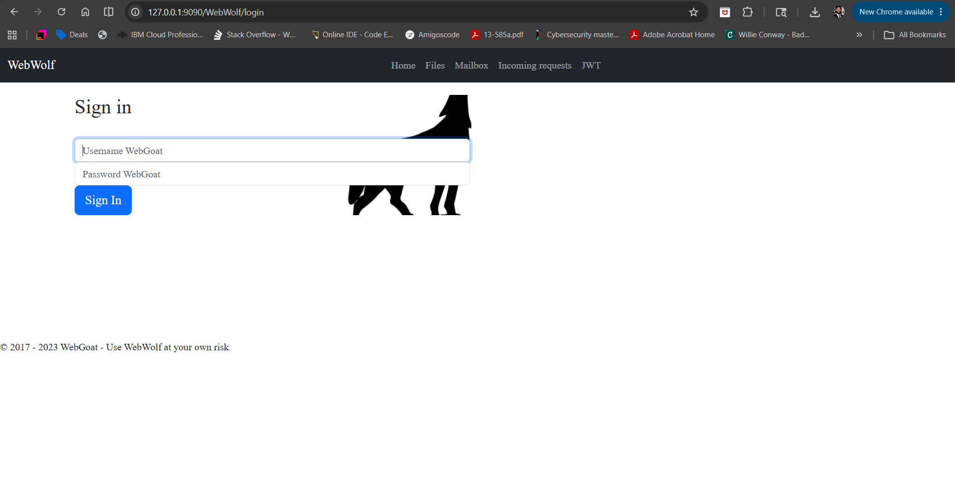WebGoat running
