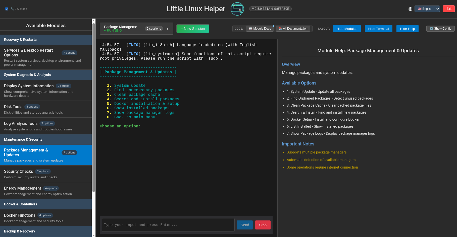 Package management & updates module