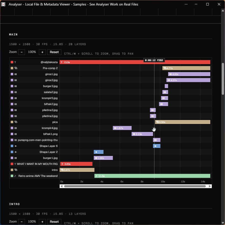 After Effects project timeline reconstruction