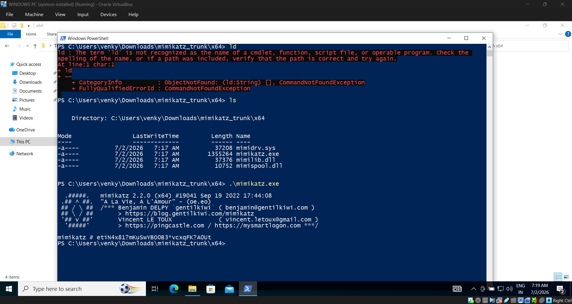 在 PowerShell 中执行 Mimikatz