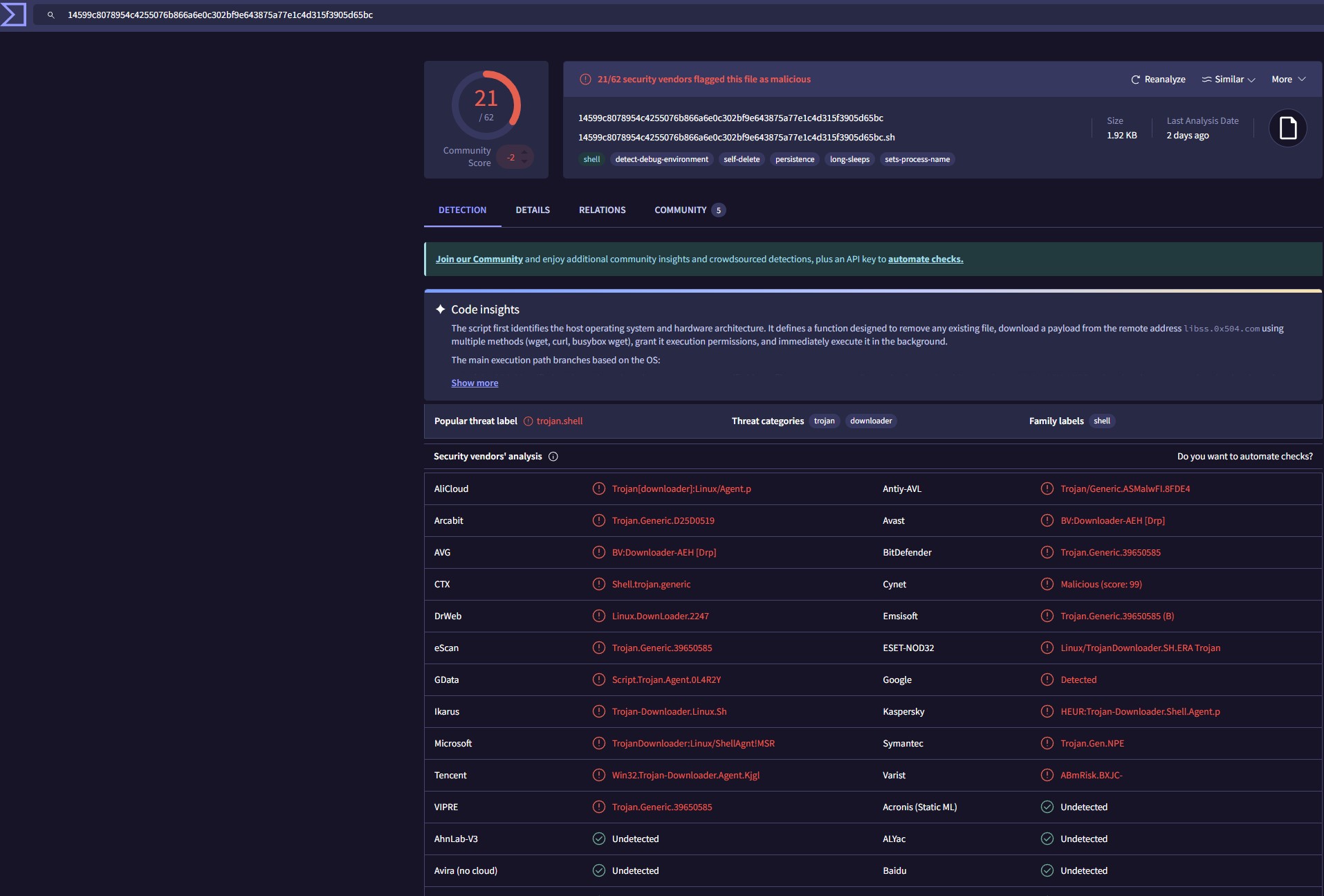 VirusTotal 恶意软件分析样本 6