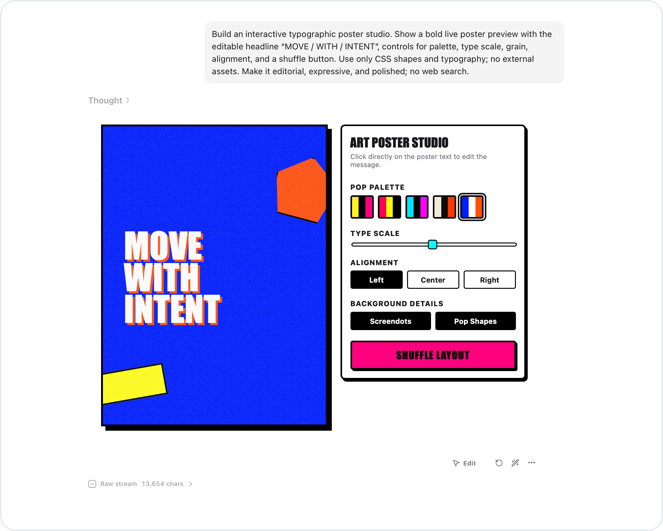 ChatHTML running an interactive poster studio
