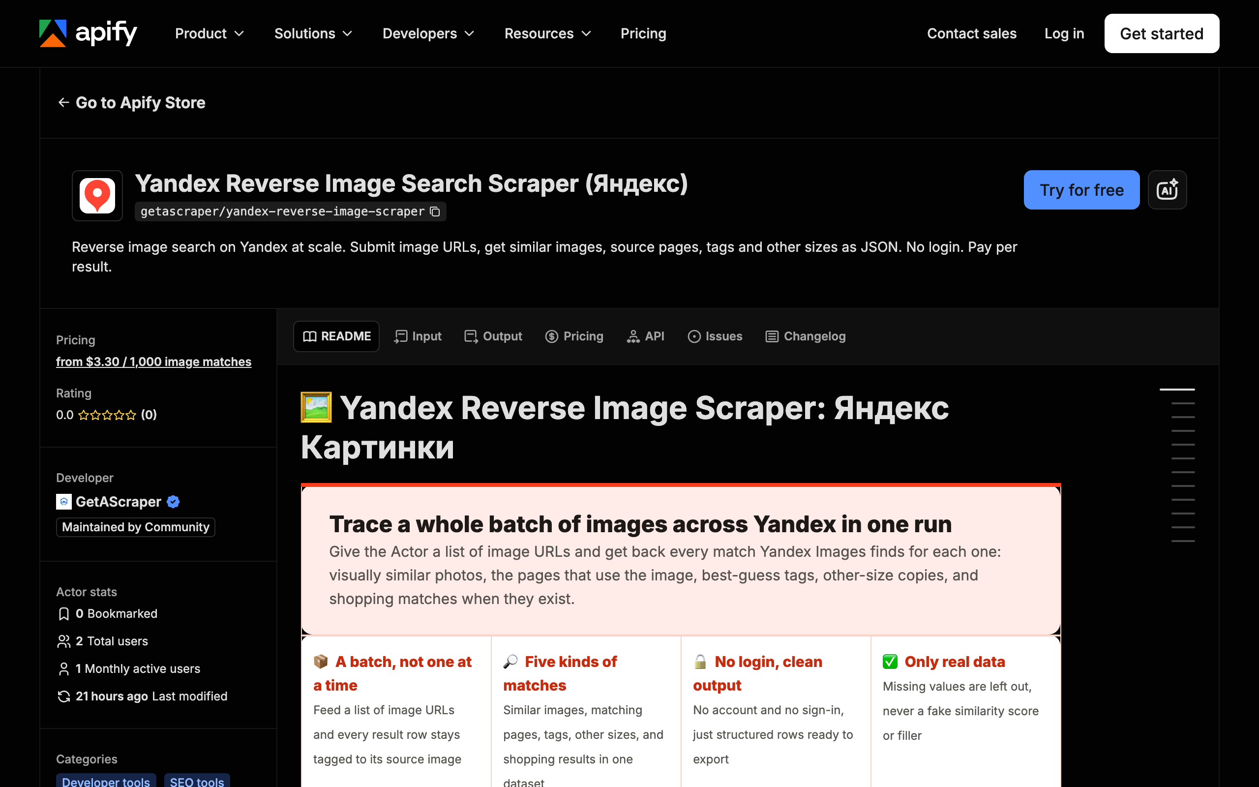 Apify 上的 Yandex 反向图片搜索爬虫