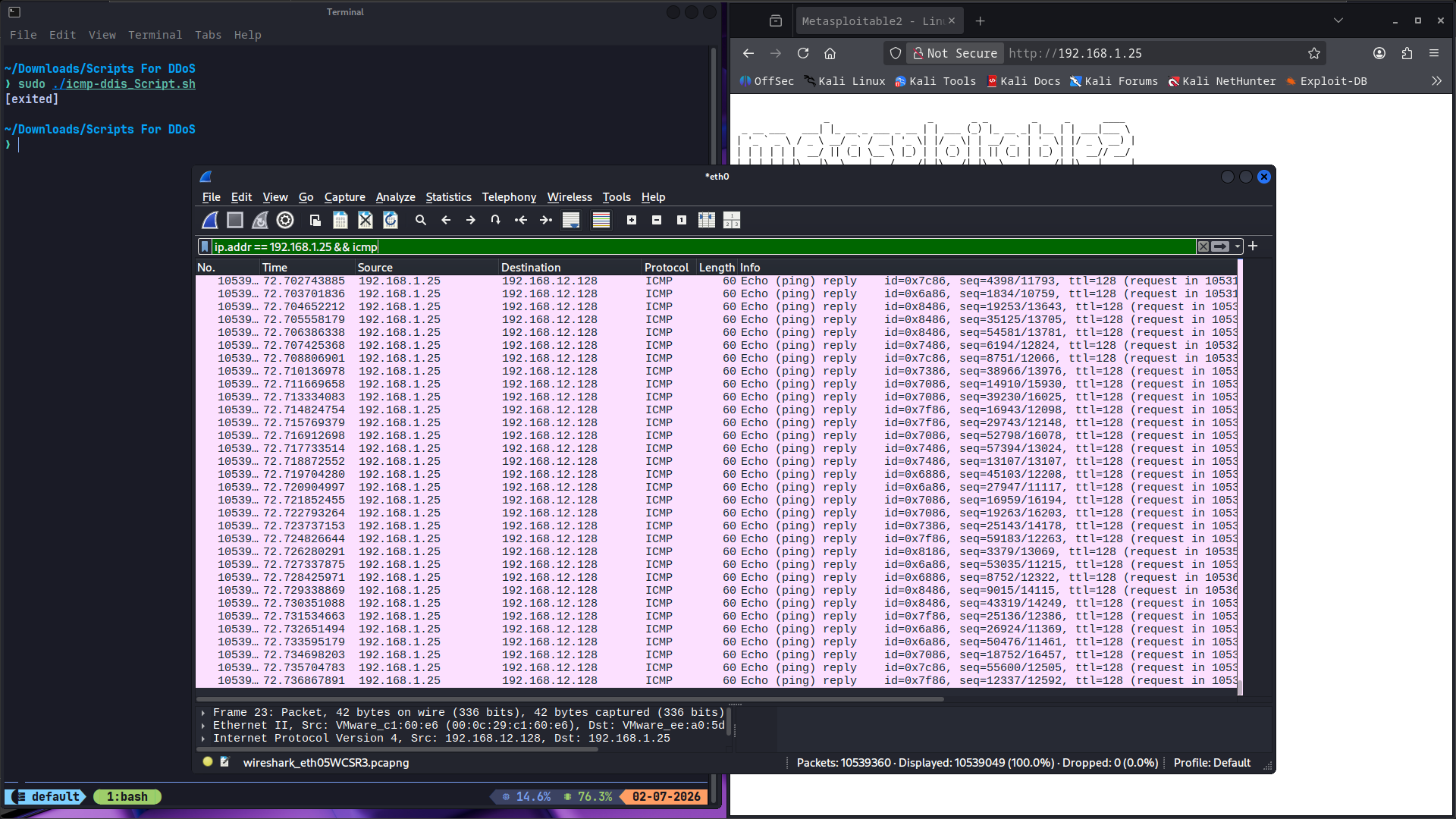 ICMP Flood Simulated DDoS
