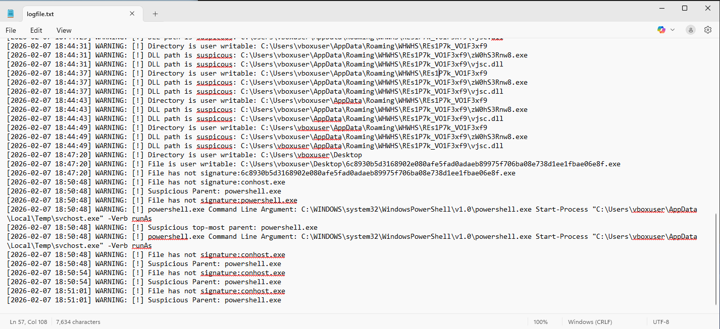 Log File Of Malware Activity