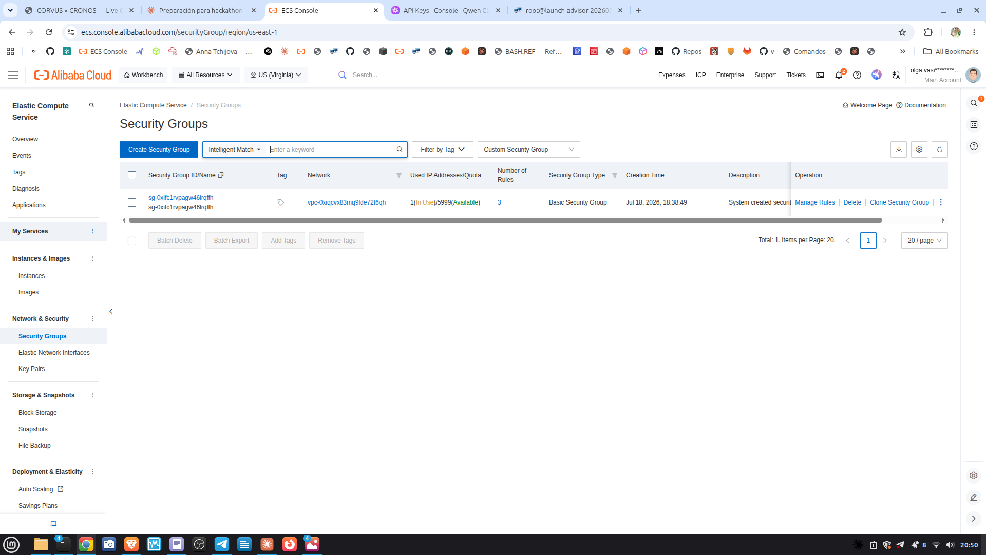 Alibaba Cloud ECS 安全组 — 入站端口 8022 已开放