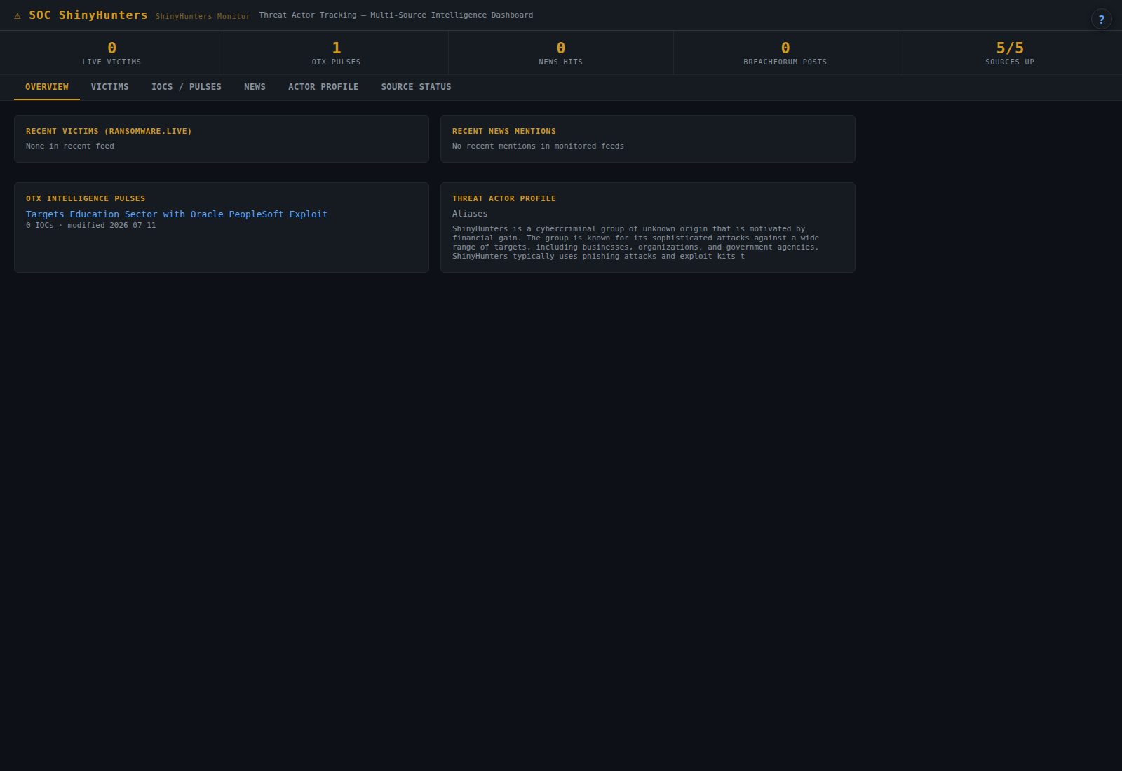 soc-shinyhunters dashboard screenshot
