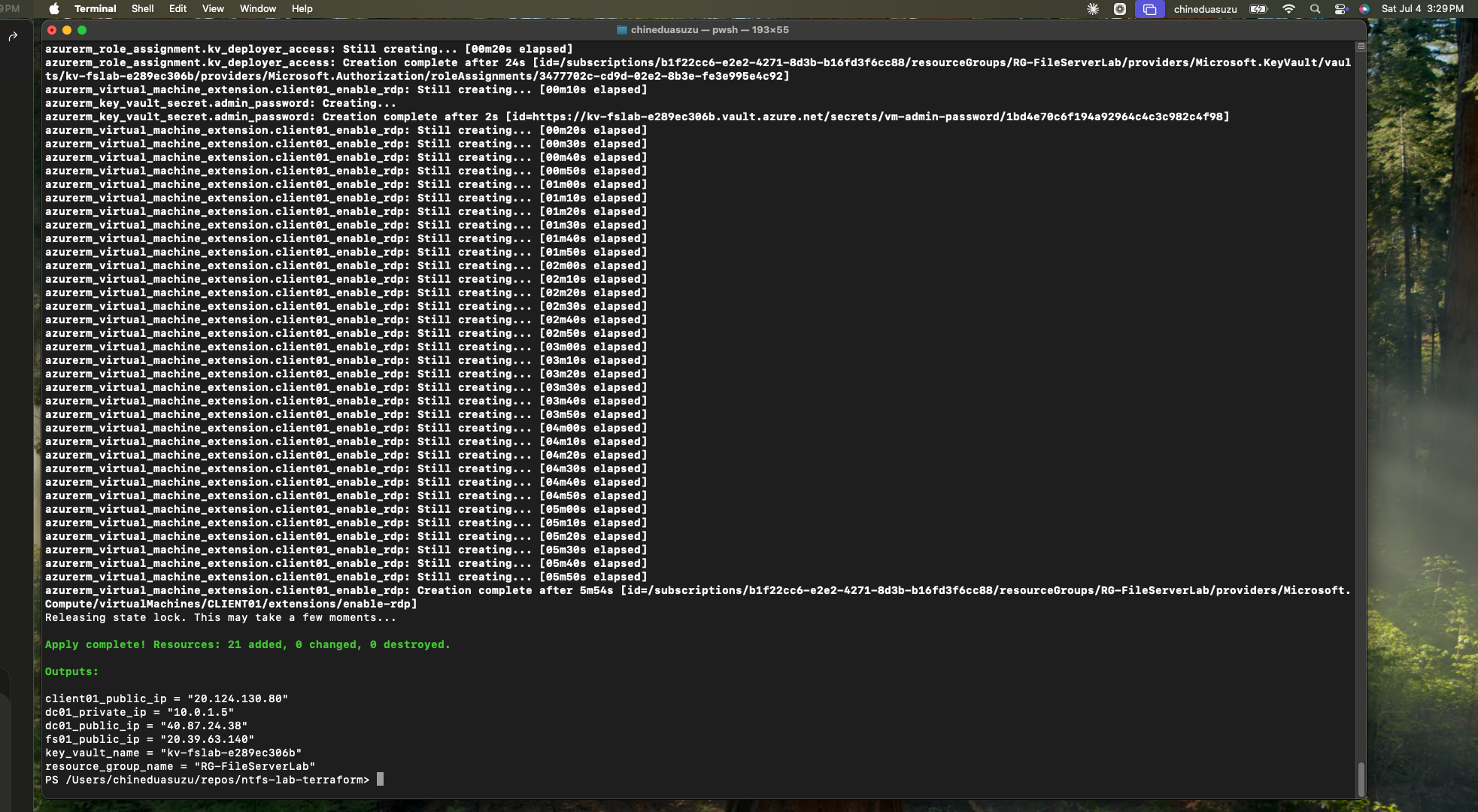 Terraform apply complete
