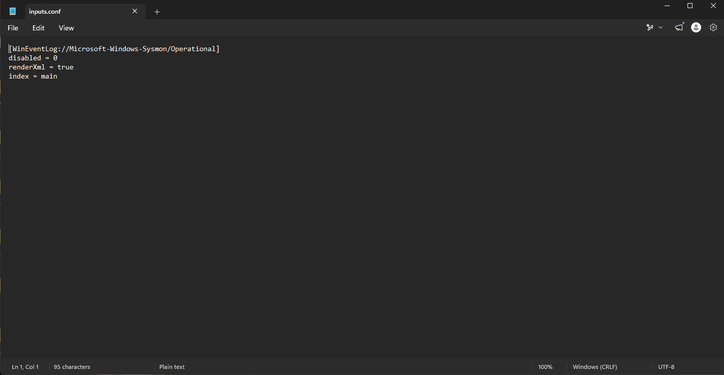 Sysmon inputs.conf Configuration