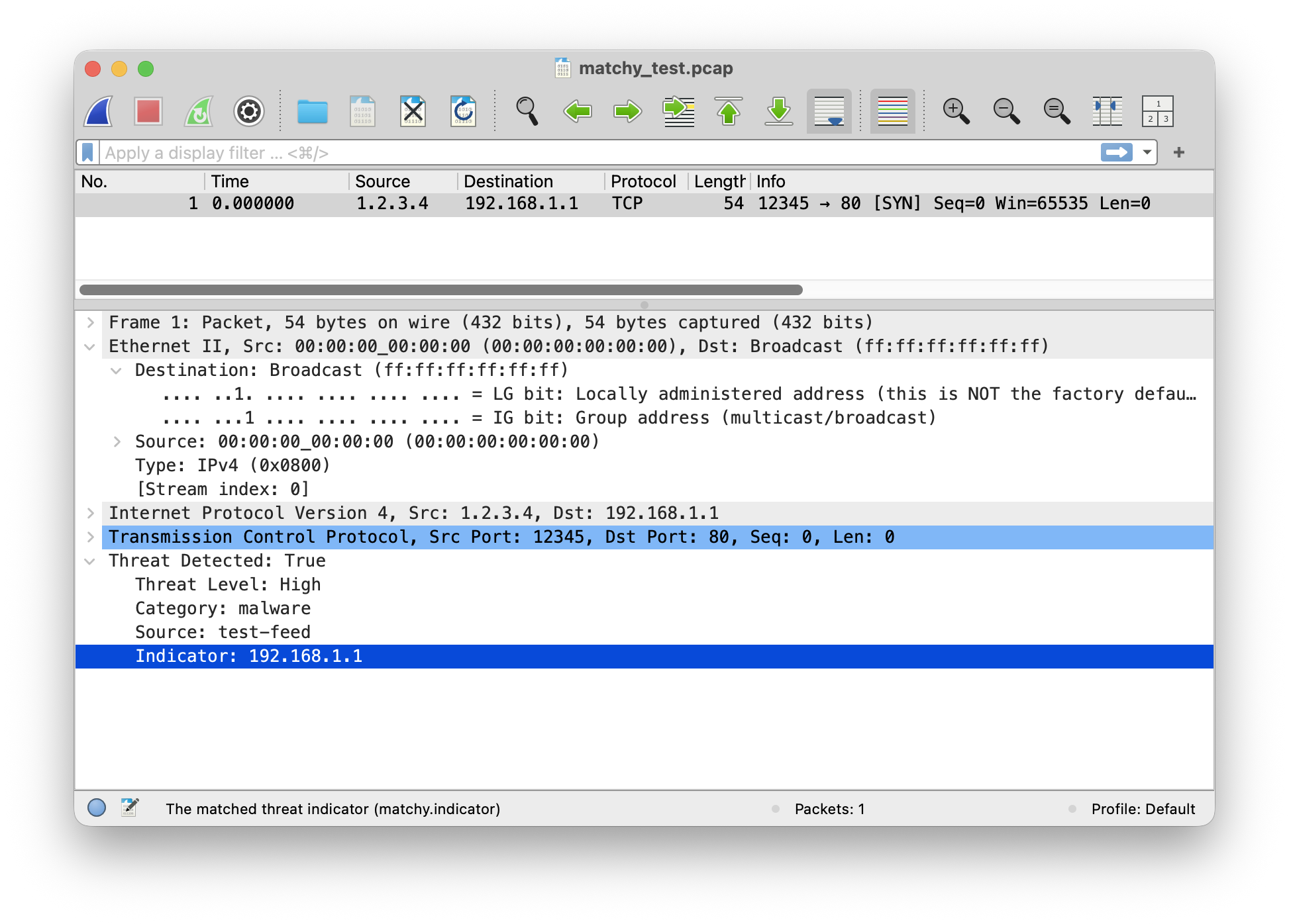 Wireshark 显示威胁检测
