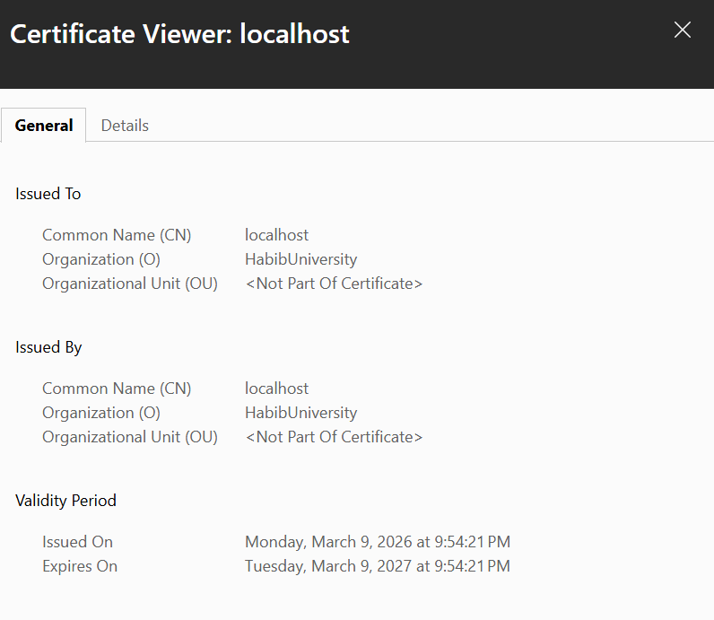 certificate details