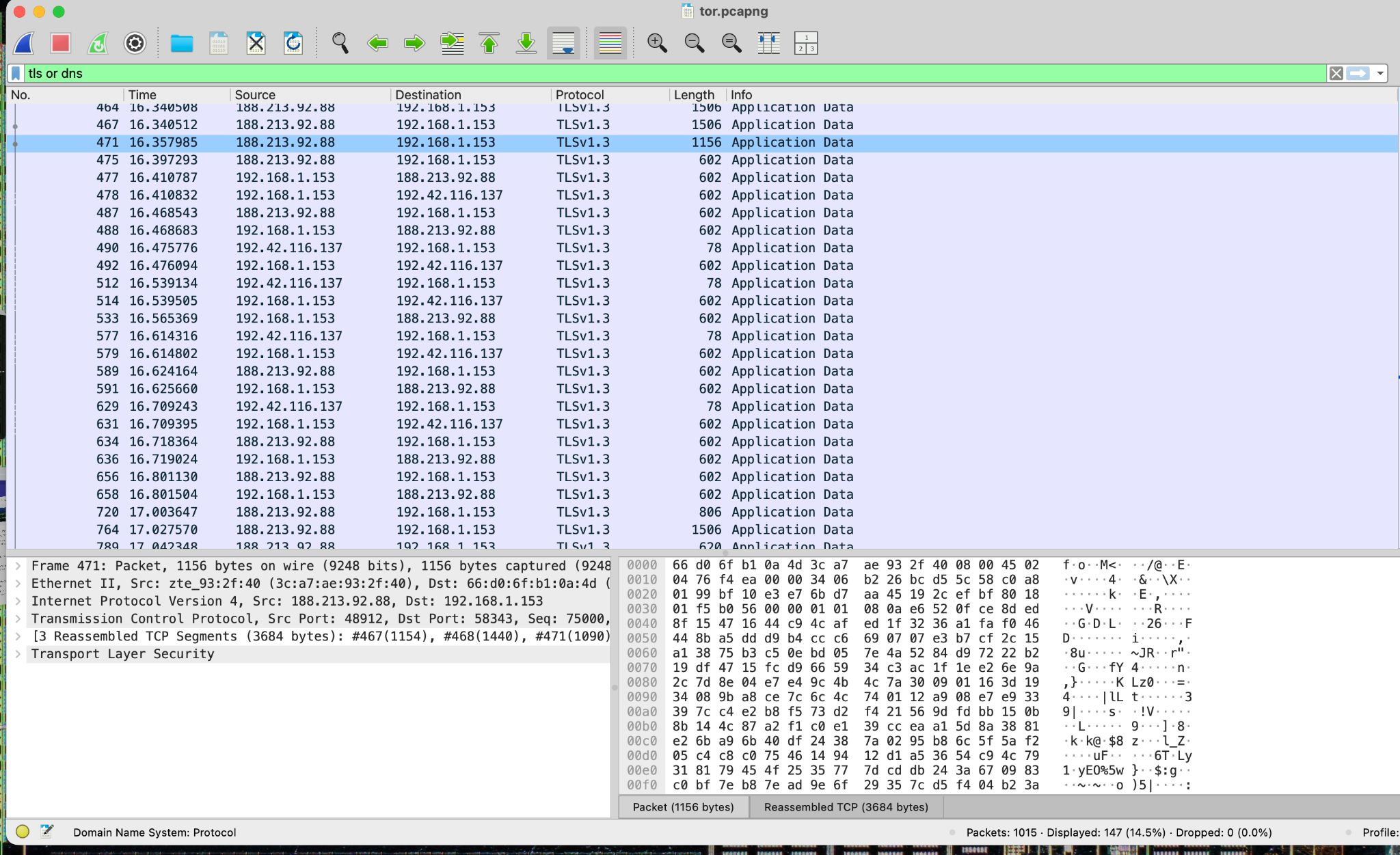 TOR 流量捕获:与前一场景相比没有 DNS 请求