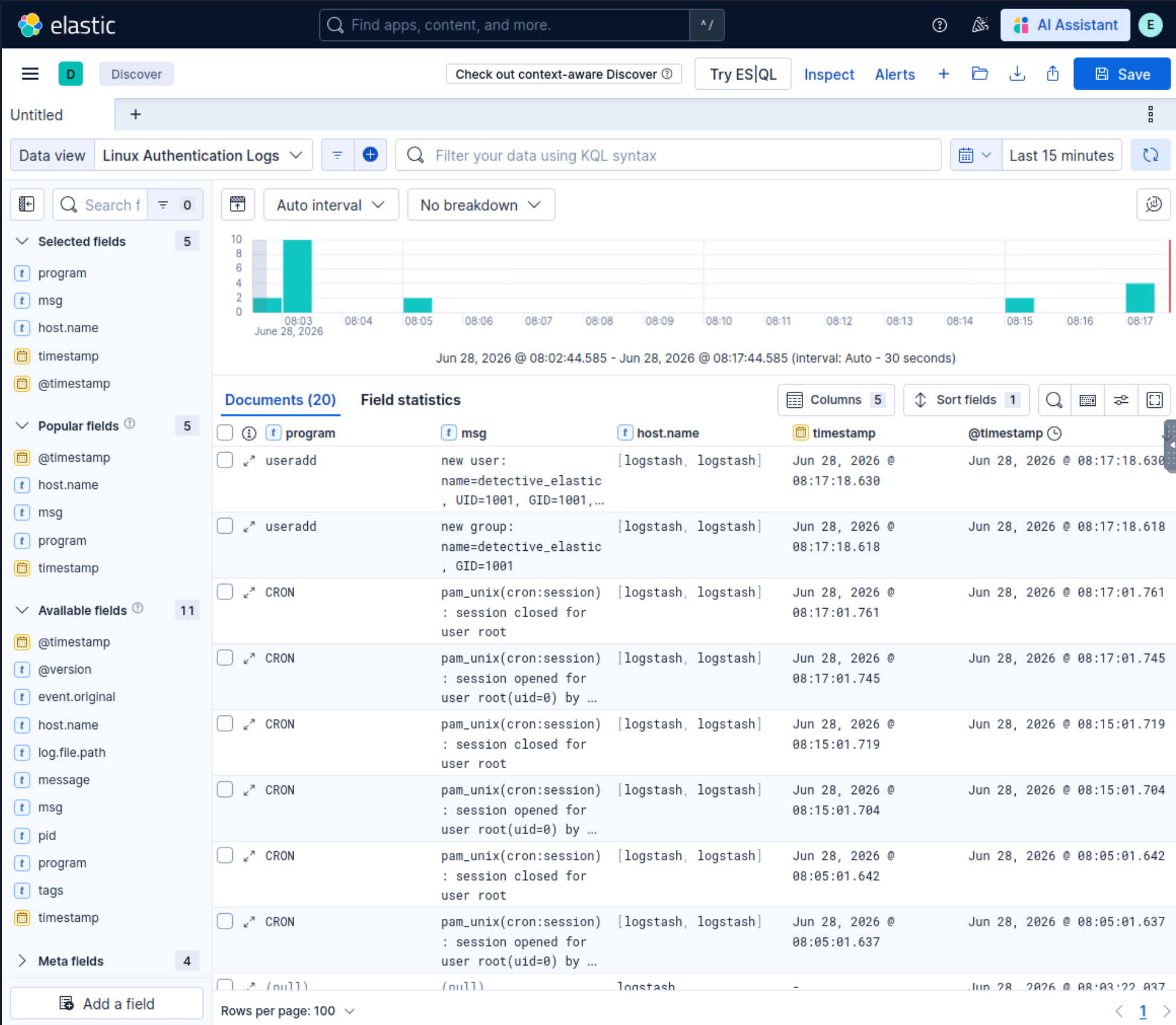 Kibana useradd 事件验证
