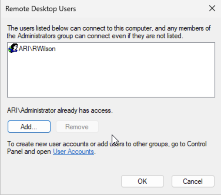 Remote Desktop Users